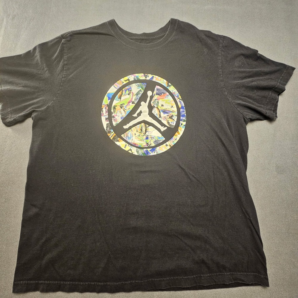 Jordan T-Shirt Mens XXL Black Peace Sign Jumpman Graphic Short Sleeve Tee